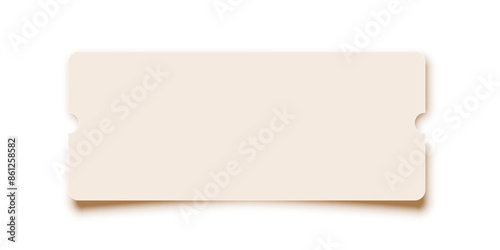 Cinema ticket. Theater coupon realistic vector template. Discount voucher mockup. Train, movie, raffle, carnival blank ticket with text space. Concert, event, festival admit layout