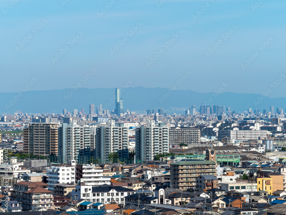 Naklejka premium 高台から見る大阪の都市景観
