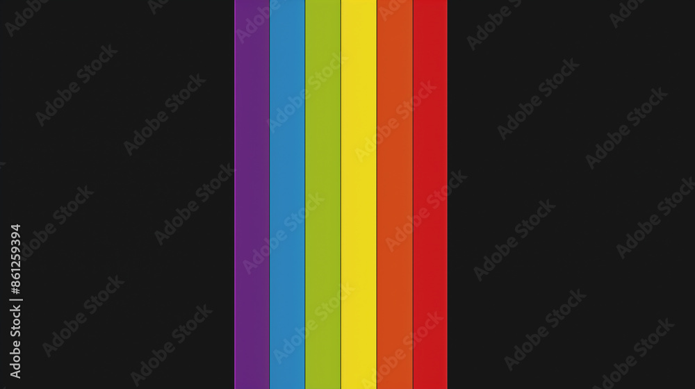 A vertical rainbow stripe on a black background, represents the pride flag of an AI company's brand and identity. The colors represent diversity in technology and creativity. It is used as branding A vertical rainbow stripe on a black background, represents the pride flag of an AI company's brand and identity. The colors represent diversity in technology and creativity. It is used as branding
