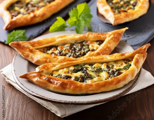 Traditional turkish greek baked dish pide