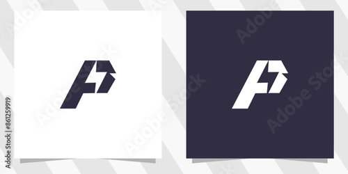 Letter p lightning electric logo design