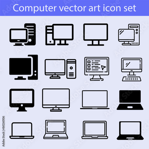 computer laptop icons vector set
o white background.