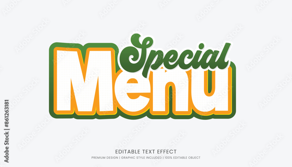 Naklejka premium food text effect editable 3d text style template for business logo and fast food brand