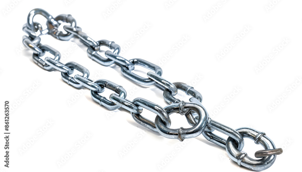 One common metal chain isolated on white One common metal chain isolated on white