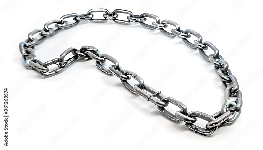 One common metal chain isolated on white One common metal chain isolated on white