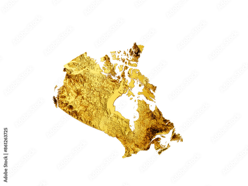 Canada Map Golden metal Color Height map 3d illustration
Canada Map Golden metal Color Height map 3d illustration