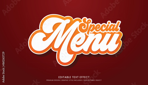 food text effect editable 3d text style template for business logo and fast food brand