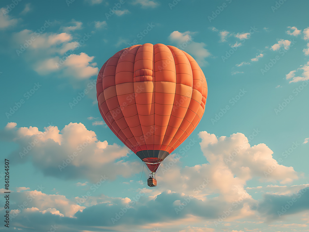 Single hot air balloon floating in a clear sky Single hot air balloon floating in a clear sky