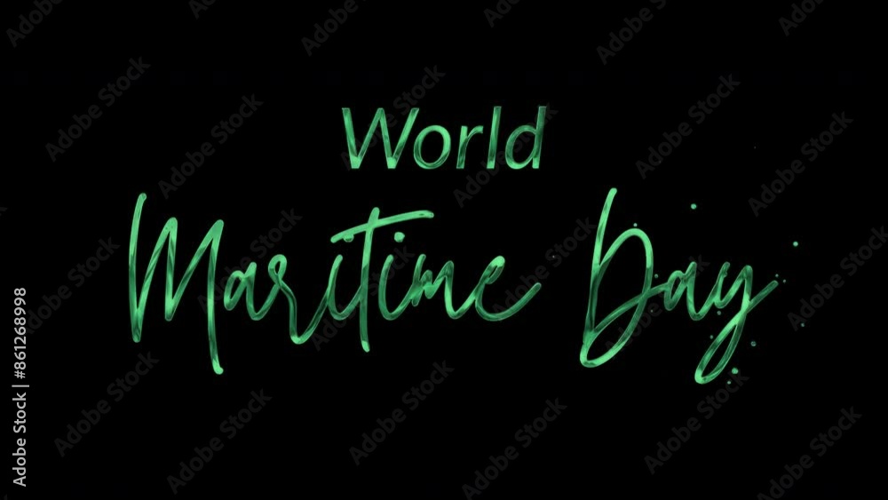 World Maritime Day Text Animation: Elegant 4K video with green ink droplets forming flowing calligraphy, glowing effect, transparent background, perfect for maritime celebrations.
World Maritime Day Text Animation: Elegant 4K video with green ink droplets forming flowing calligraphy, glowing effect, transparent background, perfect for maritime celebrations.