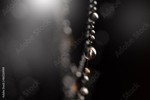 Water droplets on spider web in forests.