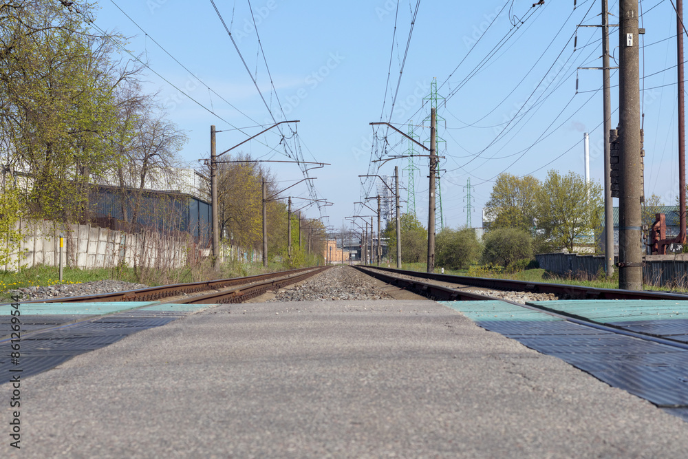 straight track railway line in the countryside
straight track railway line in the countryside