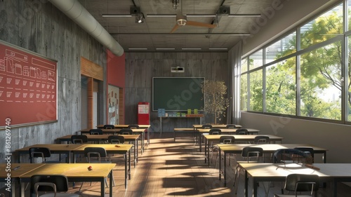 Empty school classroom