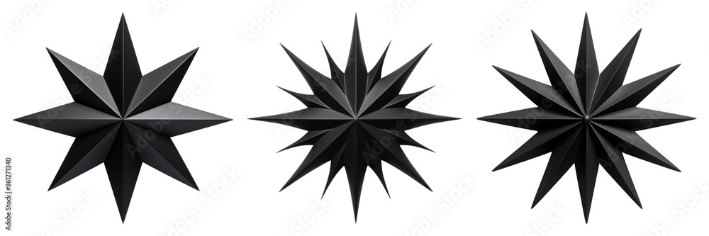 3d black shape star elements png on transparent background 3d black shape star elements png on transparent background