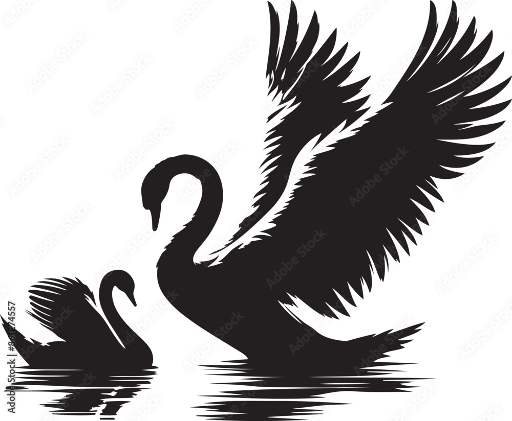Fototapeta premium Swan design silhouette vector art work EPS file, Generator AI