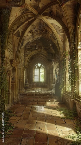 Intricate Interior of a Fairytale Castle. Enchanting Castle, Halloween Decor, Fairytale Book Setting, Magical Story, AI-Generated High-Resolution Wallpaper.