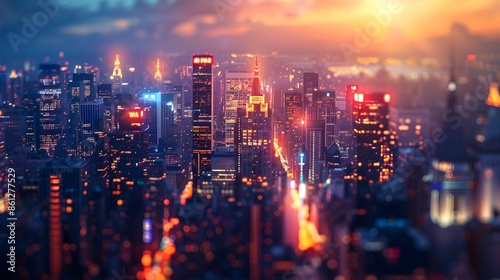 Wallpaper Mural City skyline lights illuminating at night Torontodigital.ca