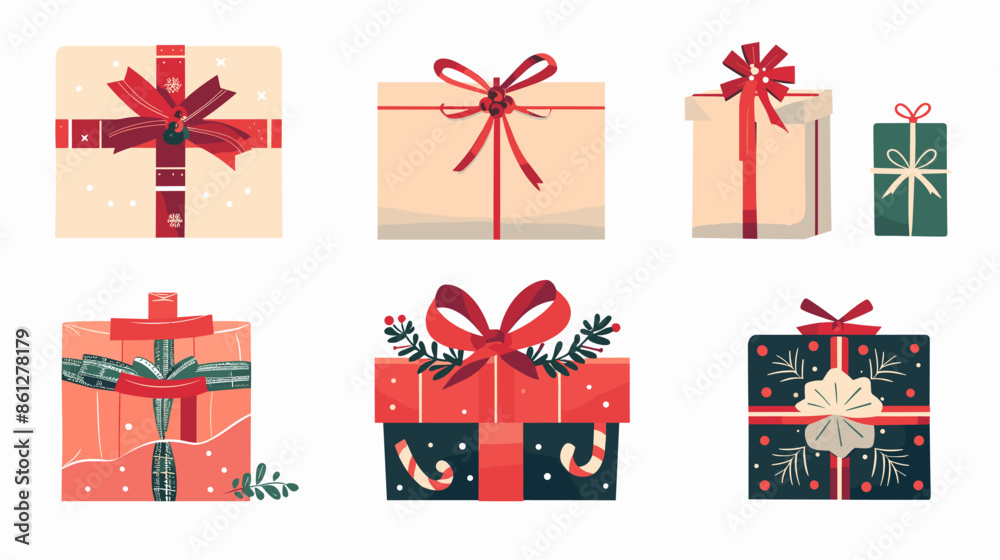 custom made wallpaper toronto digitalSet of Flat Design Christmas and New Year Gift Boxes with Ribbons