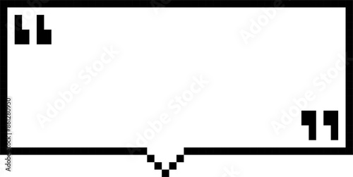 8bit retro game pixel speech bubble balloon with quotation marks, icon sticker memo keyword planner text box banner, flat png transparent element design © buzstop