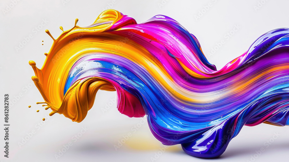 Naklejka premium Bright and colorful abstract paint splash with dynamic swirls and vivid colors, conveying creativity and artistic expression.