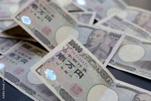 Ten Thousand Yen Bills, Japanese Yen Notes photo