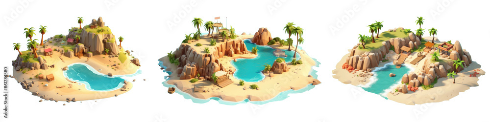 Naklejka premium Beach 3d game map set