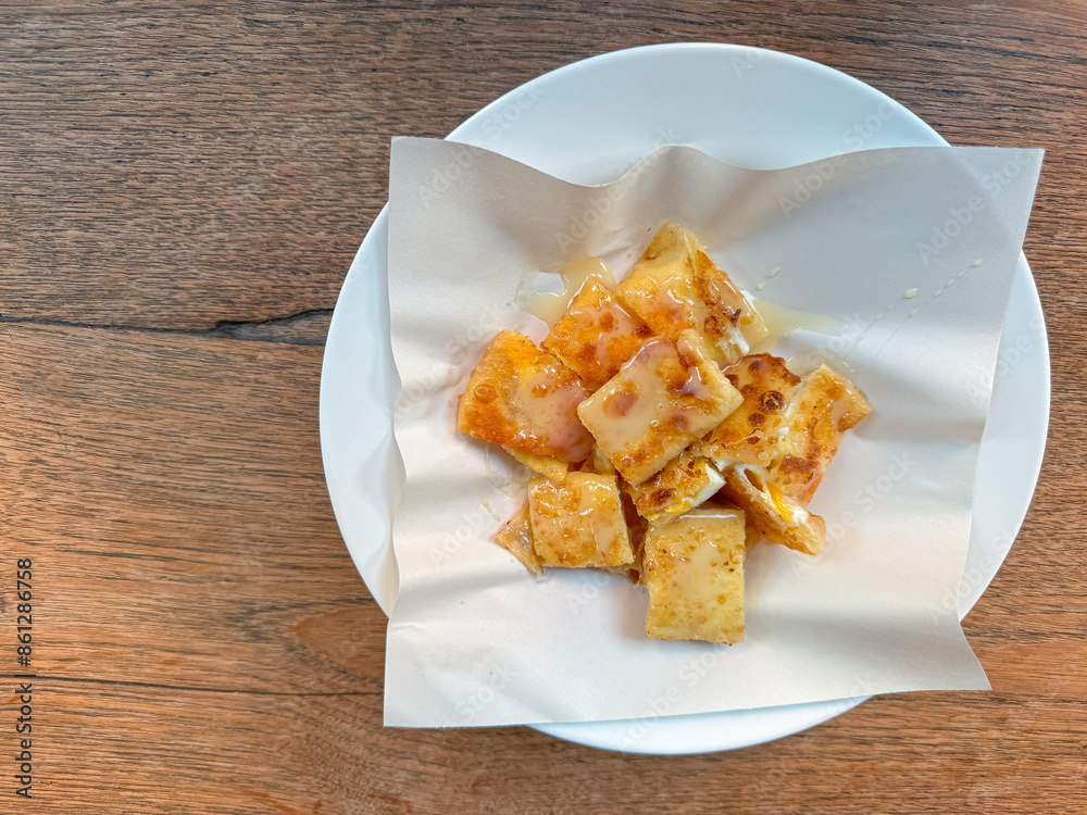 Top View.Roti with egg and sprinkle with white sugar and sweetened ...