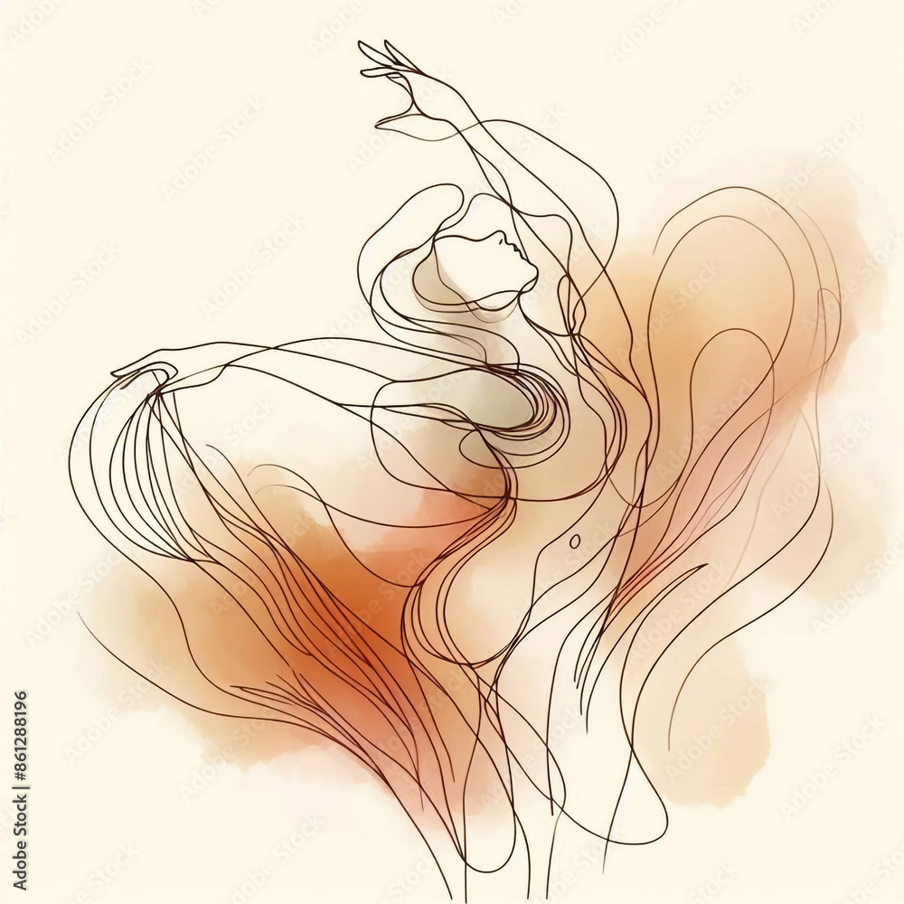 Abstract watercolor illustration of woman dancer, with soft colors Abstract watercolor illustration of woman dancer, with soft colors
