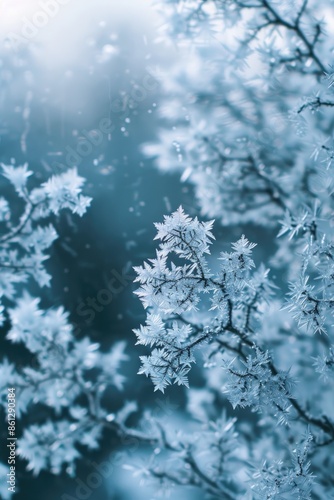 Ethereal Frost Patterns on Winter Windowpane © dashtik