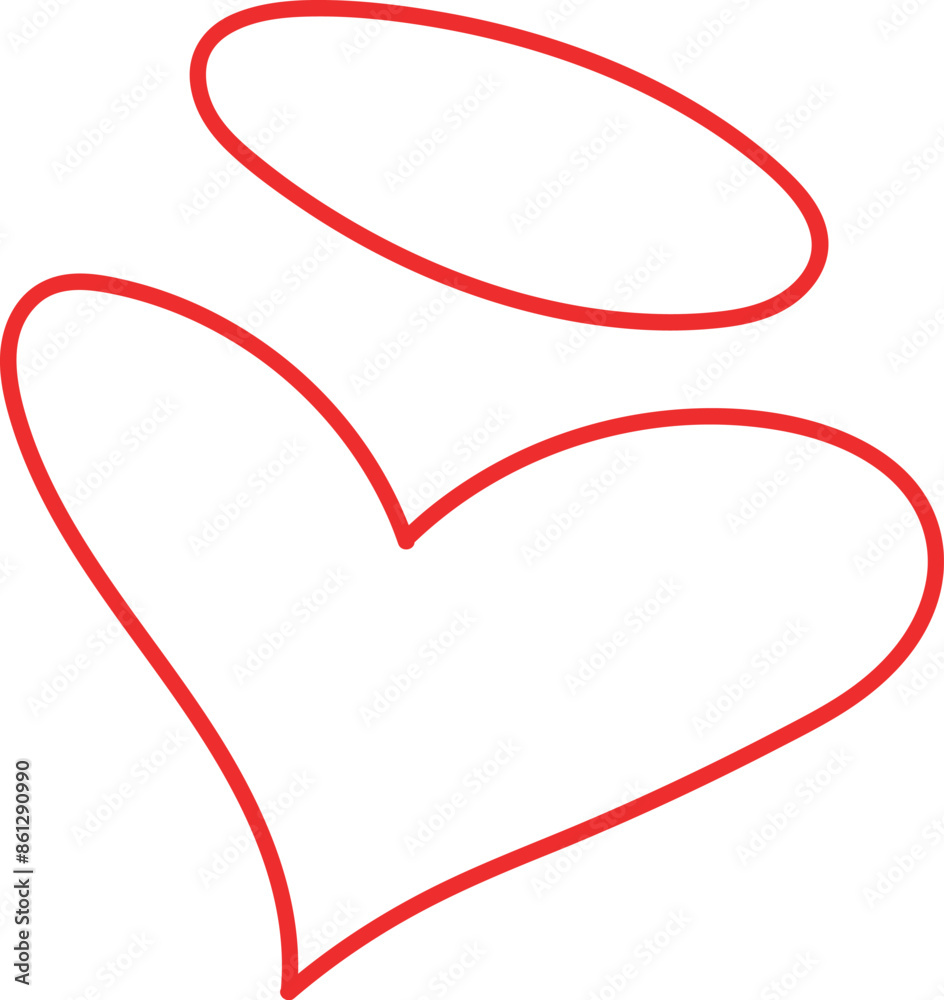 Angel Heart with Halo Outline Doodle Angel Heart with Halo Outline Doodle