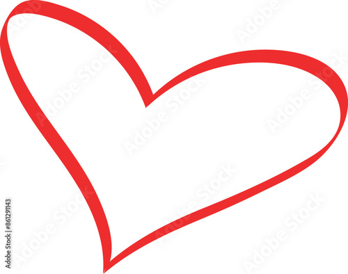Outline Doodle of  a Red Heart