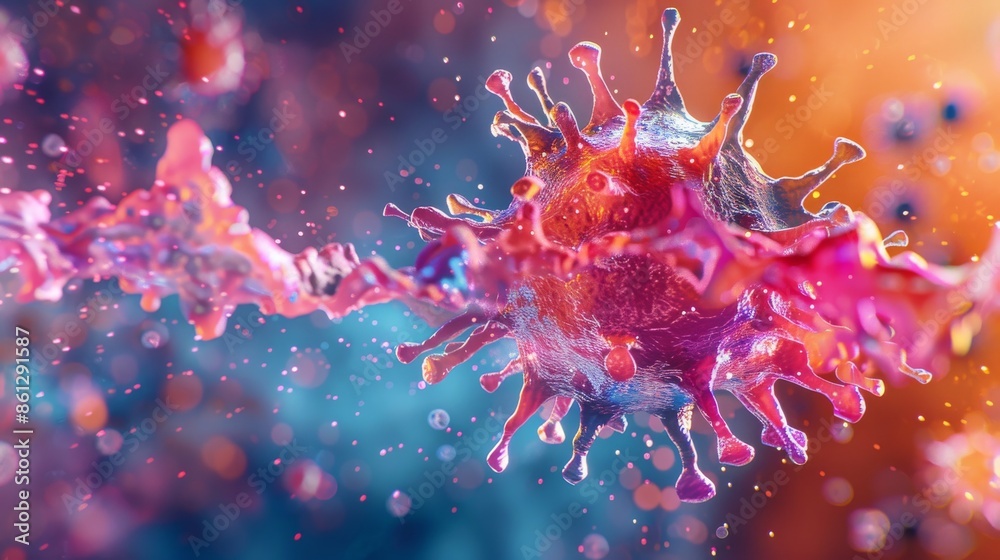 Abstract Digital Art Depicting Microscopic View Of Viruses And Bacteria. Microbiology, lab research Abstract Digital Art Depicting Microscopic View Of Viruses And Bacteria. Microbiology, lab research