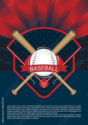 Modern and Creative Baseball design, baseball diamond , stadium, ball and bat, vector illustration