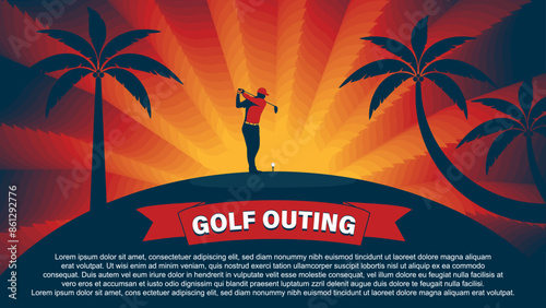 Wallpaper Mural Golf outing template design with golf playerl, vector illustration Torontodigital.ca