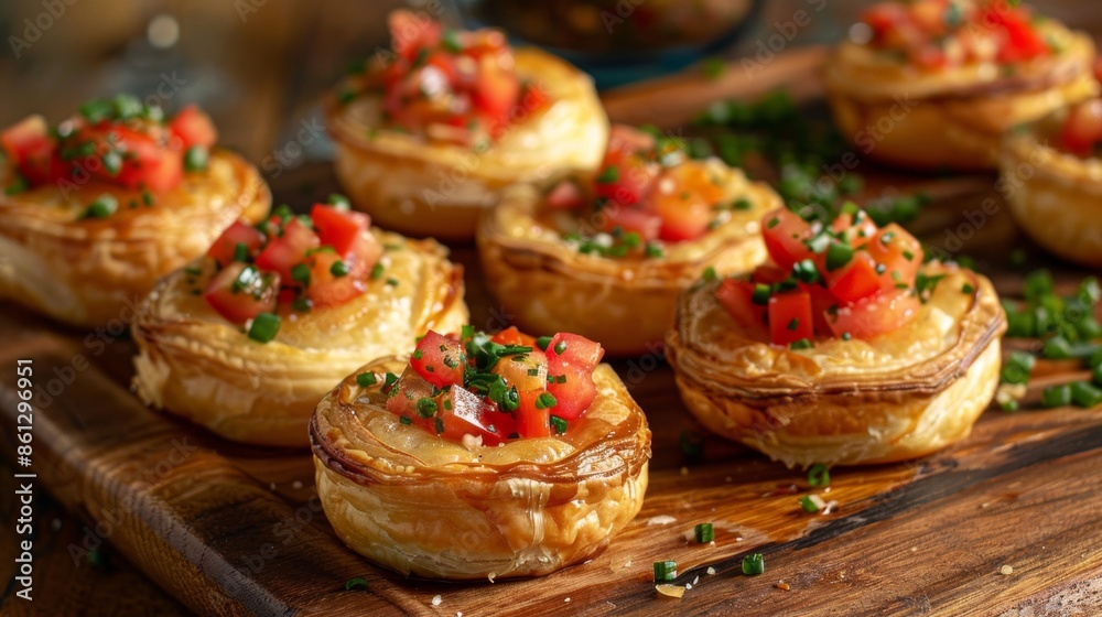 Elegant puff pastry appetizers beautifully arranged Elegant puff pastry appetizers beautifully arranged