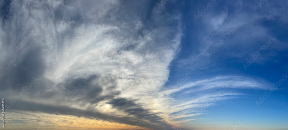 Bright sunset, summer night. Sky cloud, weather background Bright sunset, summer night. Sky cloud, weather background