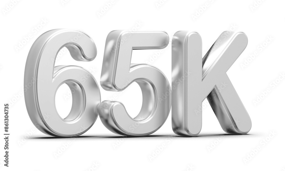65k Followers Silver Number 3D Render 65k Followers Silver Number 3D Render