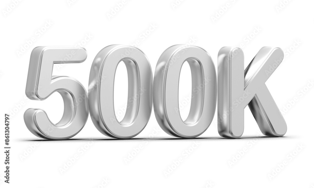 500k Followers Silver Number 3D Render 500k Followers Silver Number 3D Render