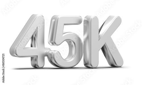45k Followers Silver Number 3D Render