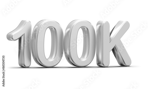100k Followers Silver Number 3D Render