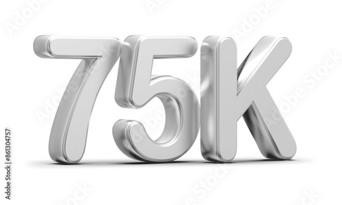 75k Followers Silver Number 3D Render