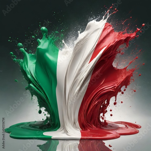 Italy flag paint liquid explosion on isolated background , generated by AI. High quality photo