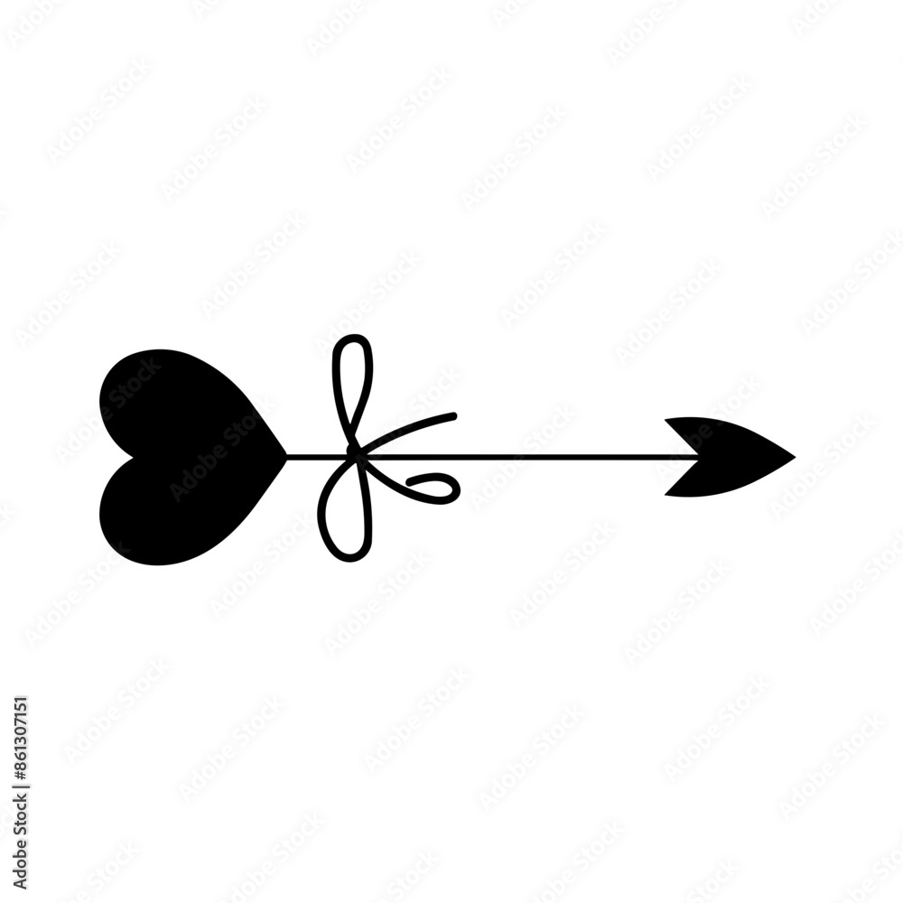 Naklejka premium Simple love heart arrow isolated icon.