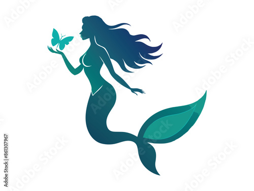 Floral mermaid silhouette, a spring beauty