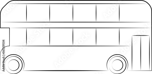Hand drawn line ​passenger bus vector illustration. Outline Vector bus side view. Coach, School, City transport, Double decker, intercity, Transportation symbol. Bus tour.