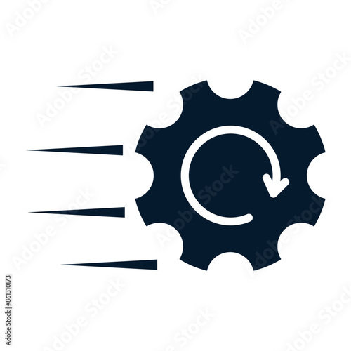 Concept of speeding up the work process. Vector linear icon isolated on white background.