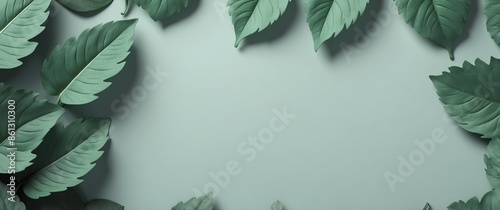 perilla leaves background top view banner with copy space