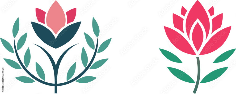Fototapeta premium Flower logo vector art illustration. 