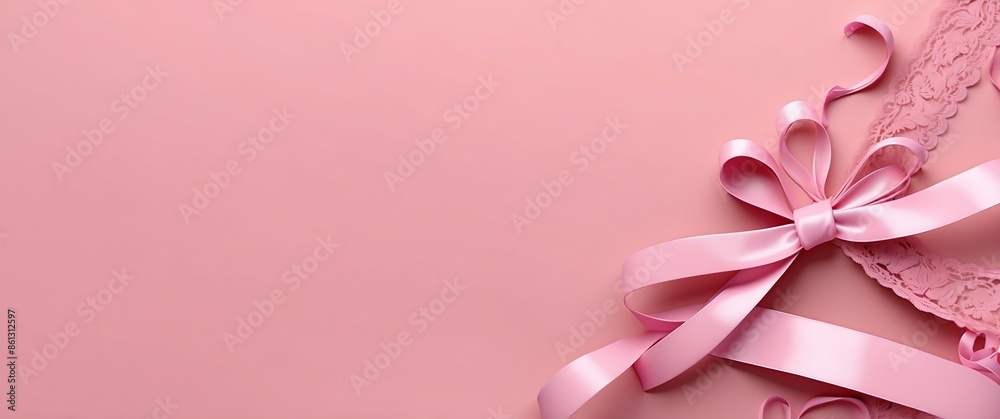 ribbon laces on pink background top view banner with copy space ribbon laces on pink background top view banner with copy space