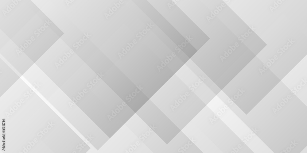 Fototapeta premium Abstract minimal geometric gray light background design. Modern Abstract white background design with layers of textured white transparent material in triangle and squares shapes. Technology concept.