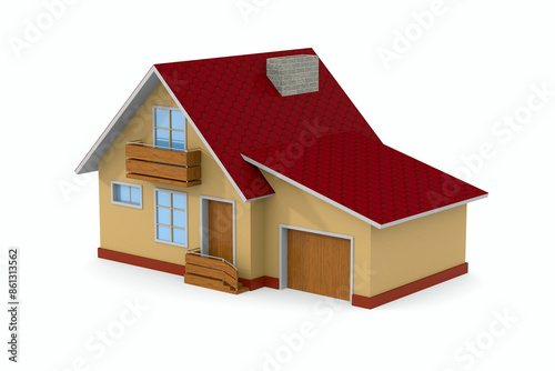 house on white background. Isolated 3D illustration.